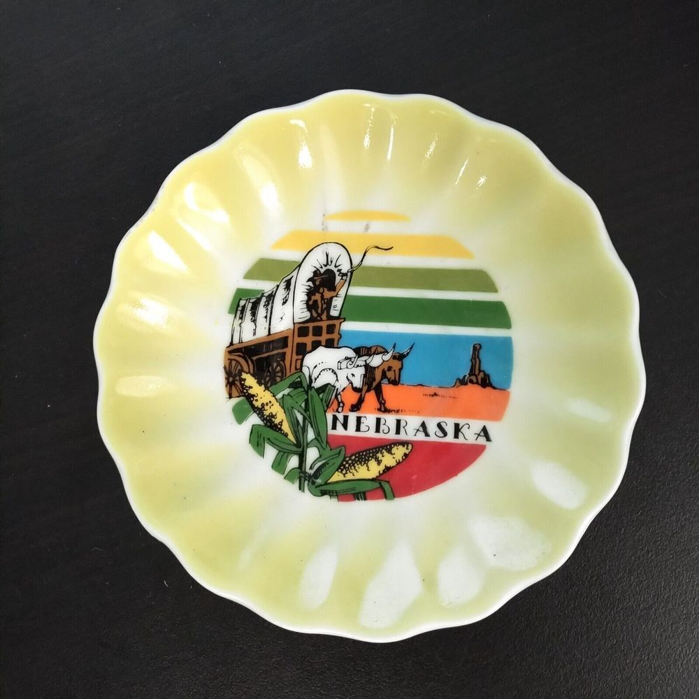 Vintage Colorful Colorado Souvenir Saucer Yellow